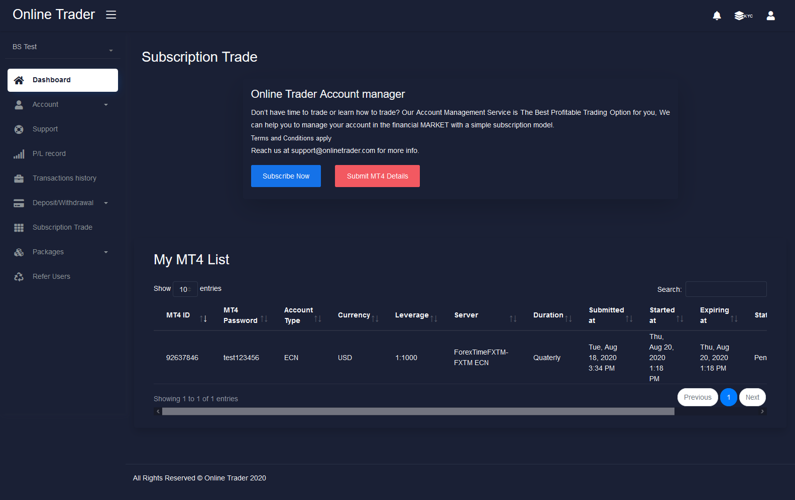 OnlineTrader - Trading and investment management system by brynapps